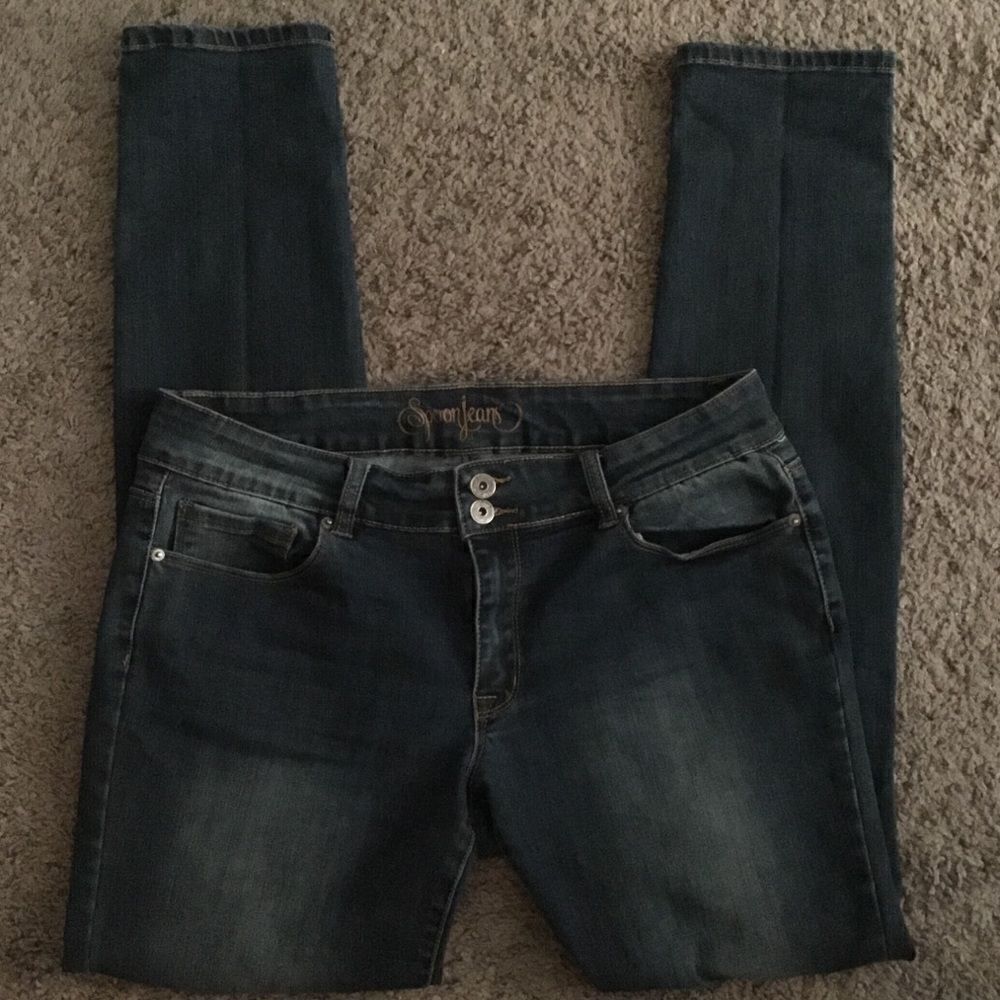 SPOONJEANS Dark Wash Distressed Skinny Leg Jeans